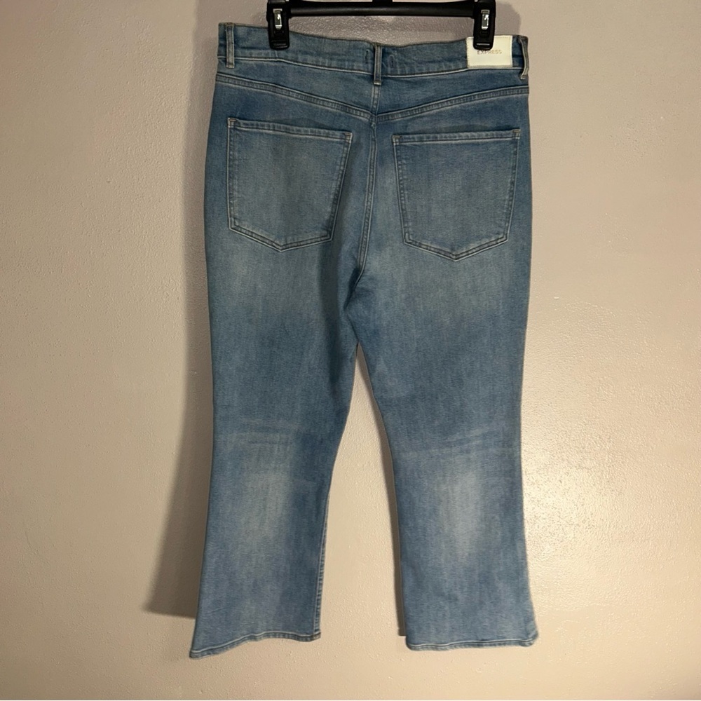 Express Light Blue Cropped flare Jeans embellished with Studs - Picture 2 of 5
